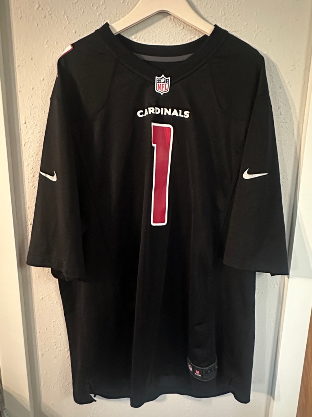 Nike Men's Arizona Cardinals #1 Black and Red NFL Jersey
